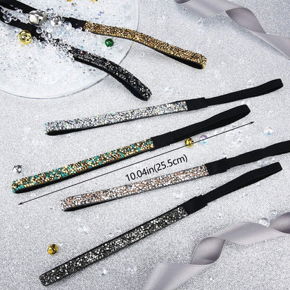 Syhood 6-Piece Sparkly Elastic Headbands for Women – Glitter Non-Slip Felt Rhinestone Hairbands for Christmas, Sports, Yoga & Gifts Avelisse