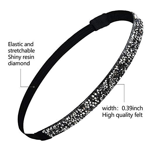 Syhood 6-Piece Sparkly Elastic Headbands for Women – Glitter Non-Slip Felt Rhinestone Hairbands for Christmas, Sports, Yoga & Gifts Avelisse