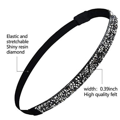 Syhood 6-Piece Sparkly Elastic Headbands for Women – Glitter Non-Slip Felt Rhinestone Hairbands for Christmas, Sports, Yoga & Gifts Avelisse