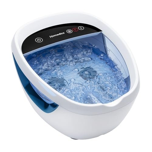 Homedics Shiatsu Bliss Footbath with Heat Boost – Foot Spa Massager with Deep Kneading, Vibrating Bubbles & Soothing Heat, Portable At-Home Pedicure Tub (Blue) Avelisse
