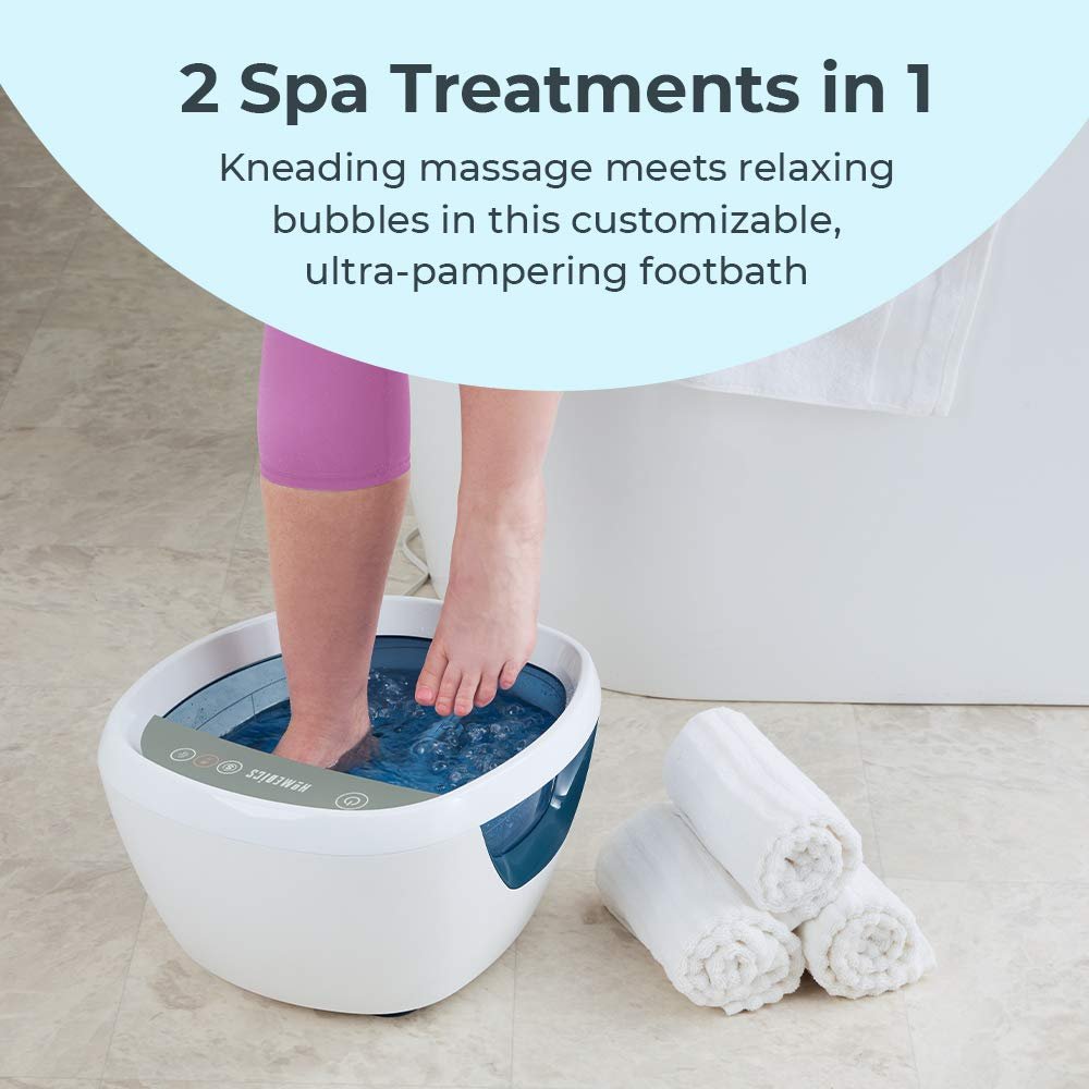 Homedics Shiatsu Bliss Footbath with Heat Boost – Foot Spa Massager with Deep Kneading, Vibrating Bubbles & Soothing Heat, Portable At-Home Pedicure Tub (Blue) Avelisse