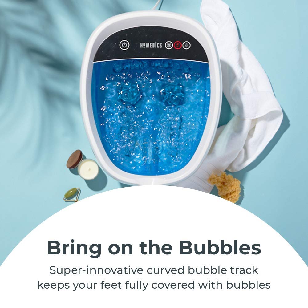 Homedics Shiatsu Bliss Footbath with Heat Boost – Foot Spa Massager with Deep Kneading, Vibrating Bubbles & Soothing Heat, Portable At-Home Pedicure Tub (Blue) Avelisse