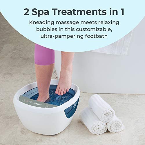 Homedics Shiatsu Bliss Footbath with Heat Boost – Foot Spa Massager with Deep Kneading, Vibrating Bubbles & Soothing Heat, Portable At-Home Pedicure Tub (Blue) Avelisse