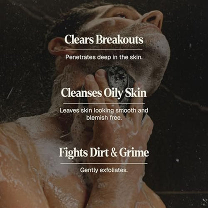 Black Wolf Charcoal Powder Face and Body Wash Bundle for Oily Skin - Deep Clean 2-Pack with Salicylic Acid to Reduce Acne Breakouts - Gift Set for Men Avelisse