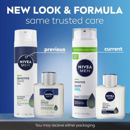 NIVEA MEN Sensitive Shaving Set: Shave Gel + Post Shave Balm for Sensitive Skin