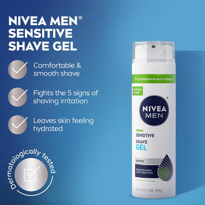 NIVEA MEN Sensitive Shaving Set: Shave Gel + Post Shave Balm for Sensitive Skin