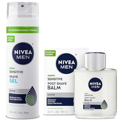 NIVEA MEN Sensitive Shaving Set: Shave Gel + Post Shave Balm for Sensitive Skin