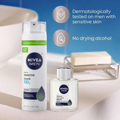 NIVEA MEN Sensitive Shaving Set: Shave Gel + Post Shave Balm for Sensitive Skin