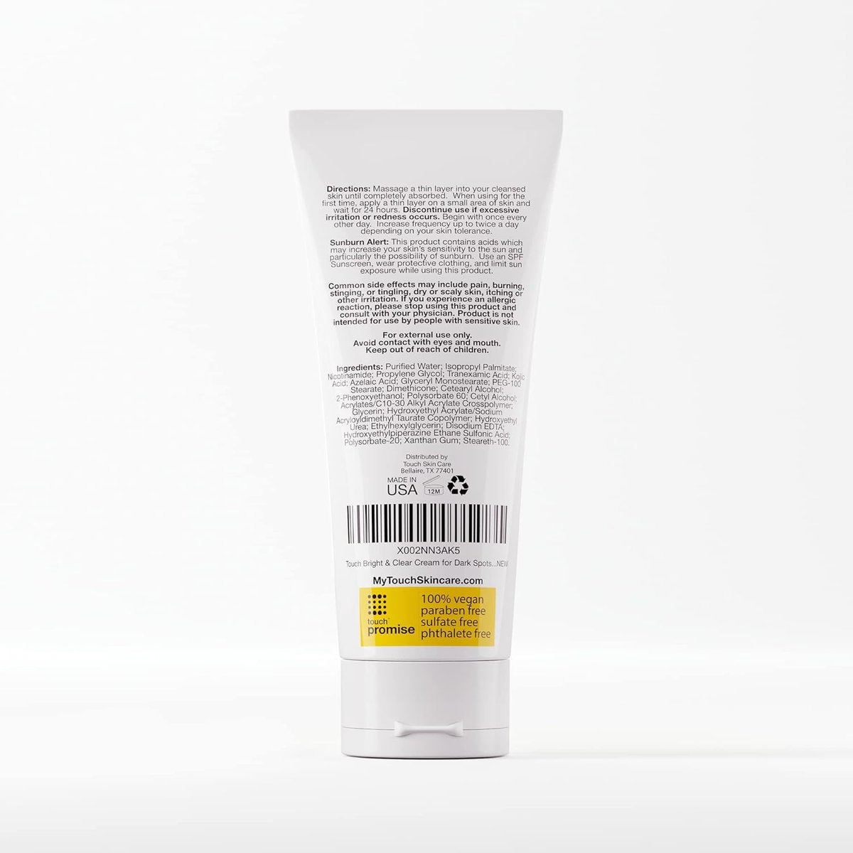 TOUCH Radiance Cream with Niacinamide, Kojic Acid, Tranexamic Acid & Azelaic Acid – Brightening Face Cream for Uneven Skin Tone – 2 oz Avelisse