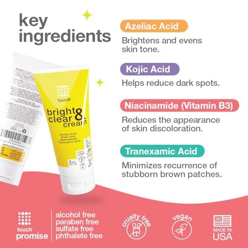 TOUCH Radiance Cream with Niacinamide, Kojic Acid, Tranexamic Acid & Azelaic Acid – Brightening Face Cream for Uneven Skin Tone – 2 oz Avelisse