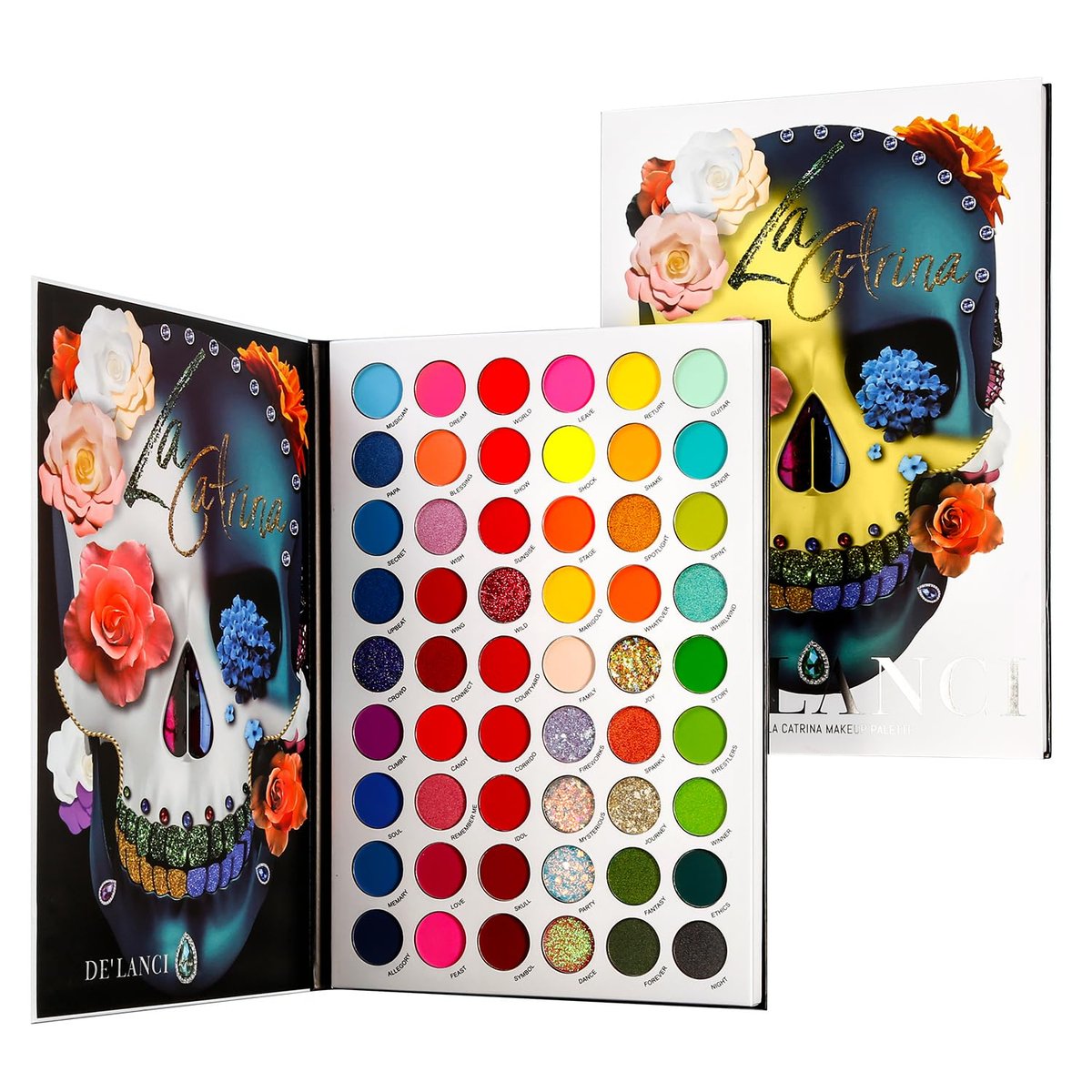 Afflano 54-Color Rainbow Eyeshadow Palette – High Pigment Neon & Glow-in-Dark Shadows for Halloween, Festival, SFX, Skull, Vampire, Emo, Goth Makeup - görsel 1