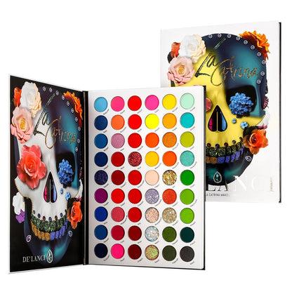 Afflano 54-Color Rainbow Eyeshadow Palette – High Pigment Neon & Glow-in-Dark Shadows for Halloween, Festival, SFX, Skull, Vampire, Emo, Goth Makeup