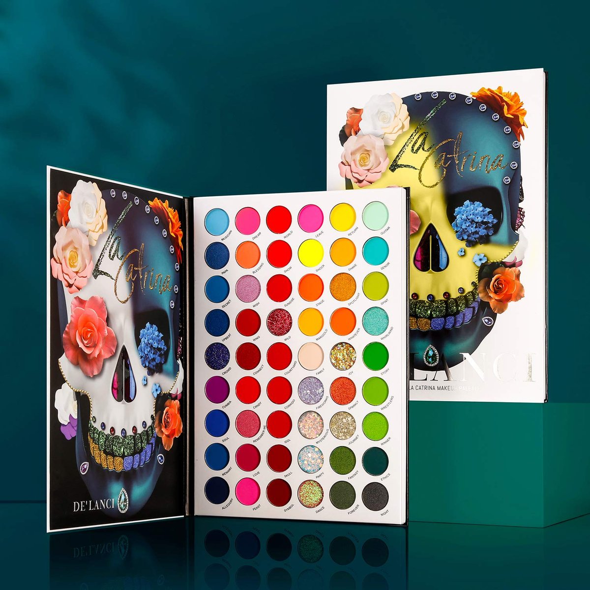 Afflano 54-Color Rainbow Eyeshadow Palette – High Pigment Neon & Glow-in-Dark Shadows for Halloween, Festival, SFX, Skull, Vampire, Emo, Goth Makeup - görsel 15