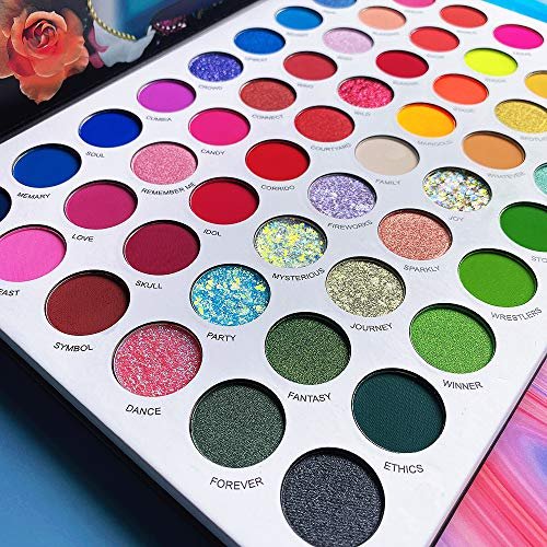 Afflano 54-Color Rainbow Eyeshadow Palette – High Pigment Neon & Glow-in-Dark Shadows for Halloween, Festival, SFX, Skull, Vampire, Emo, Goth Makeup - görsel 12