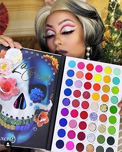 Afflano 54-Color Rainbow Eyeshadow Palette – High Pigment Neon & Glow-in-Dark Shadows for Halloween, Festival, SFX, Skull, Vampire, Emo, Goth Makeup