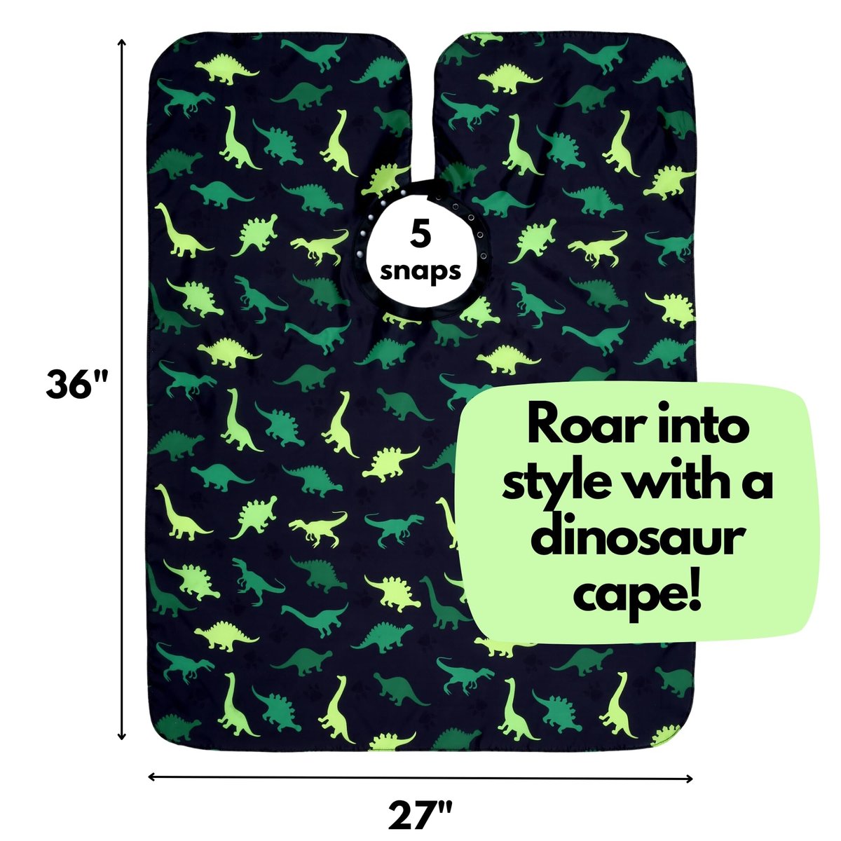 Dinosaur Kids Barber Cape for Boys – Adjustable Neck with Plastic Snaps, Hair Cutting Cape for Toddlers, Home Salon or Barber Shop Use, Plum Hill Avelisse