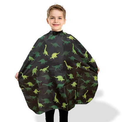 Dinosaur Kids Barber Cape for Boys – Adjustable Neck with Plastic Snaps, Hair Cutting Cape for Toddlers, Home Salon or Barber Shop Use, Plum Hill Avelisse