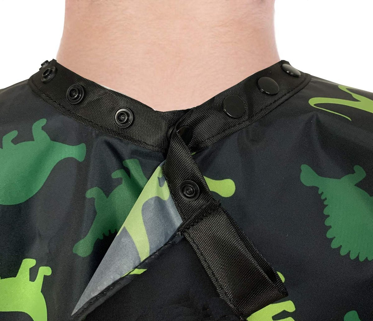 Dinosaur Kids Barber Cape for Boys – Adjustable Neck with Plastic Snaps, Hair Cutting Cape for Toddlers, Home Salon or Barber Shop Use, Plum Hill Avelisse