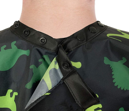 Dinosaur Kids Barber Cape for Boys – Adjustable Neck with Plastic Snaps, Hair Cutting Cape for Toddlers, Home Salon or Barber Shop Use, Plum Hill Avelisse