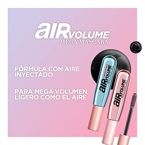 L'Oréal Paris Air Volume Mega Mascara, Waterproof Black, 0.28 Fl Oz – Lightweight & Long-Lasting Volumizing Mascara Avelisse