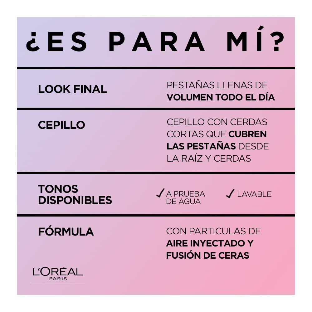 L'Oréal Paris Air Volume Mega Mascara, Waterproof Black, 0.28 Fl Oz – Lightweight & Long-Lasting Volumizing Mascara Avelisse
