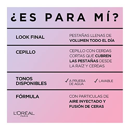 L'Oréal Paris Air Volume Mega Mascara, Waterproof Black, 0.28 Fl Oz – Lightweight & Long-Lasting Volumizing Mascara Avelisse