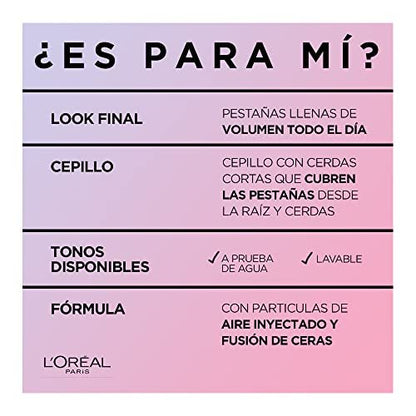 L'Oréal Paris Air Volume Mega Mascara, Waterproof Black, 0.28 Fl Oz – Lightweight & Long-Lasting Volumizing Mascara Avelisse