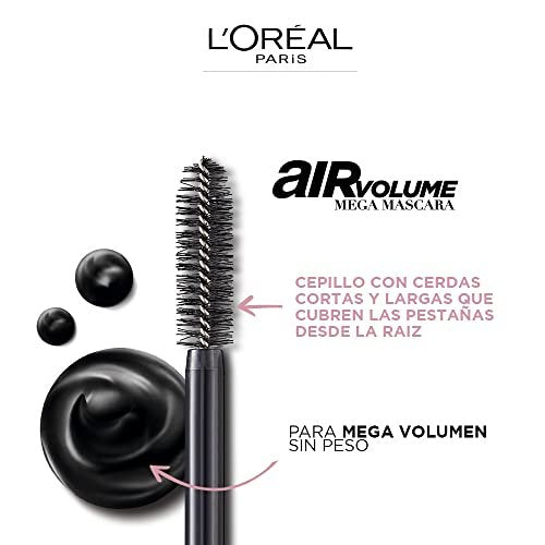 L'Oréal Paris Air Volume Mega Mascara, Waterproof Black, 0.28 Fl Oz – Lightweight & Long-Lasting Volumizing Mascara Avelisse