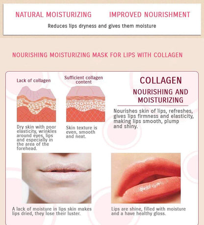 Felico Lip Mask Patches - 30 PCS Collagen Crystal Pink Care Gel Pads for Moisturizing, Anti-Wrinkle, and Hydrating Lips