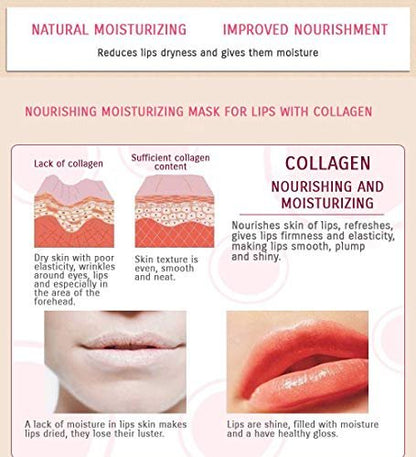 Felico Lip Mask Patches - 30 PCS Collagen Crystal Pink Care Gel Pads for Moisturizing, Anti-Wrinkle, and Hydrating Lips