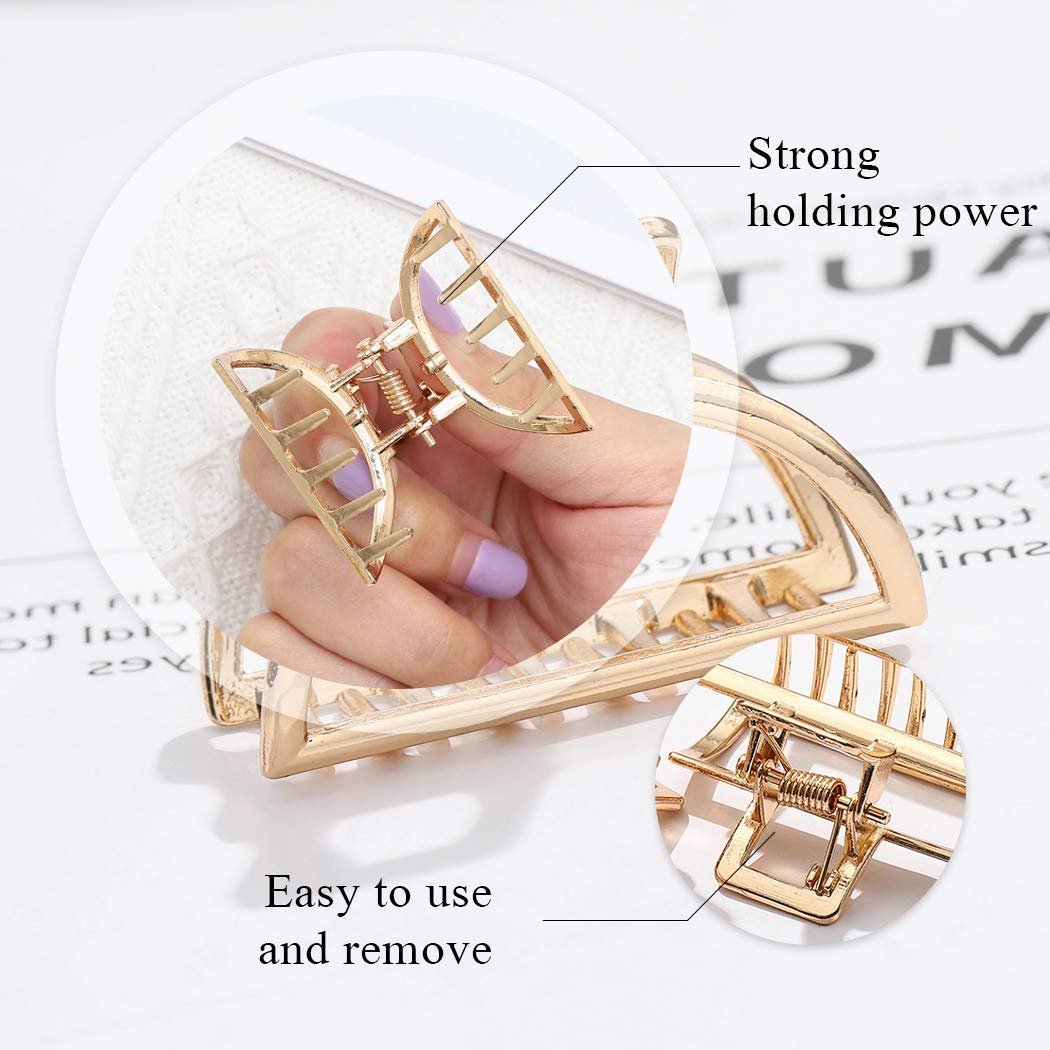 Brinie Gold Hair Claw Clips - Mini Non-Slip Acrylic Hair Clips for Women and Girls (2 Pack) - görsel 3