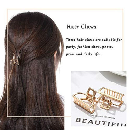 Brinie Gold Hair Claw Clips - Mini Non-Slip Acrylic Hair Clips for Women and Girls (2 Pack)