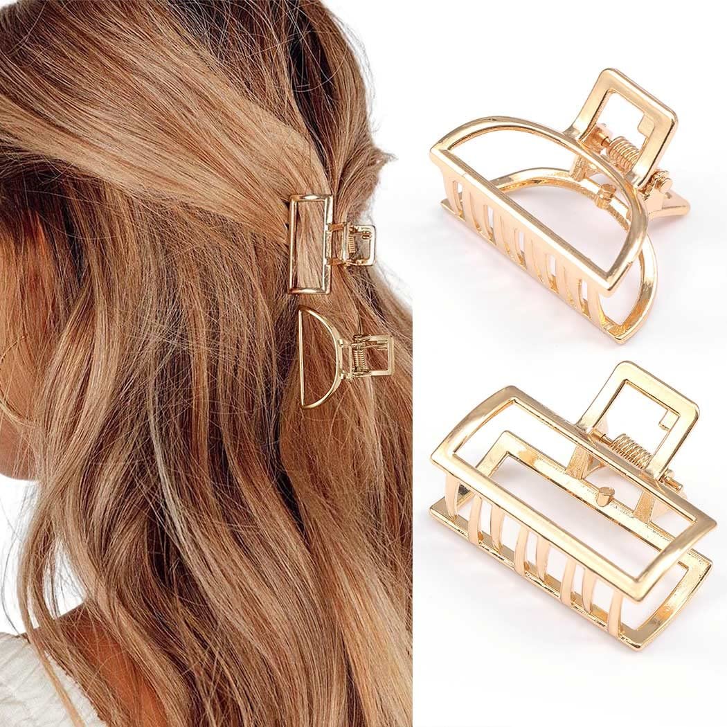 Brinie Gold Hair Claw Clips - Mini Non-Slip Acrylic Hair Clips for Women and Girls (2 Pack) - görsel 1