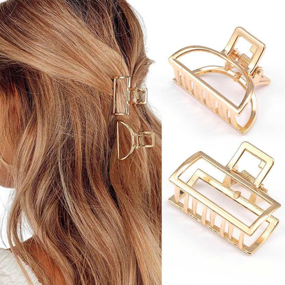 Brinie Gold Hair Claw Clips - Mini Non-Slip Acrylic Hair Clips for Women and Girls (2 Pack)