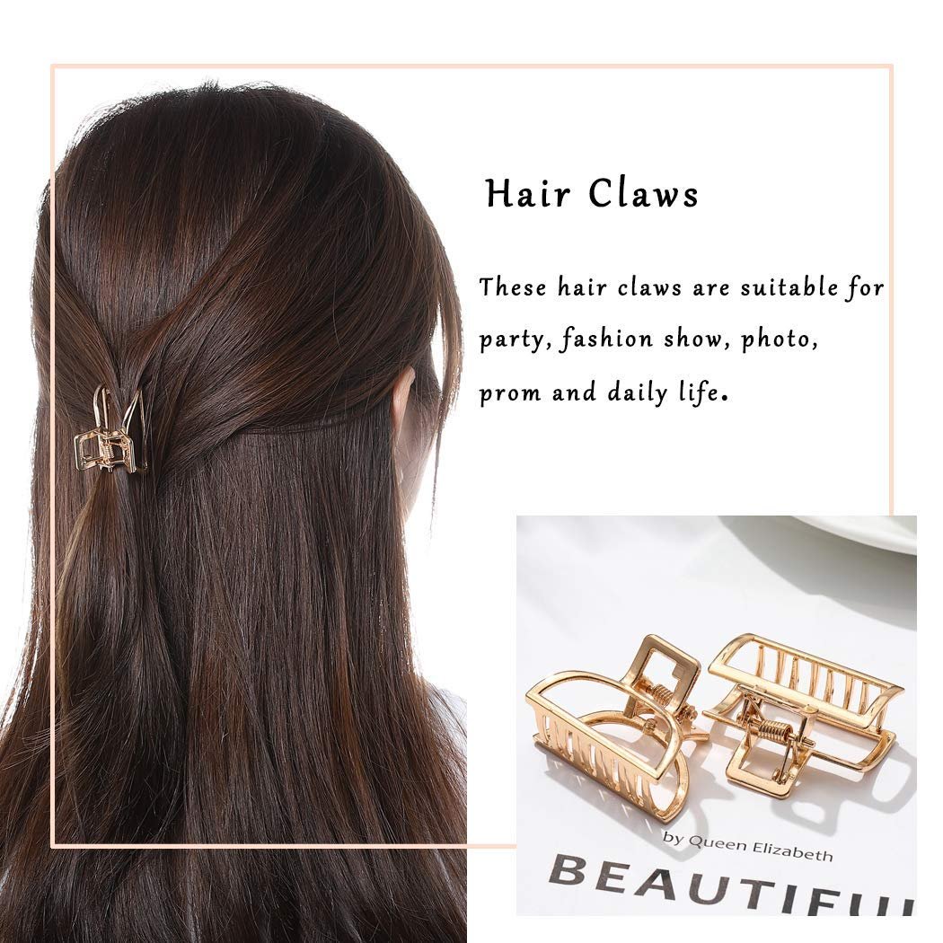 Brinie Gold Hair Claw Clips - Mini Non-Slip Acrylic Hair Clips for Women and Girls (2 Pack) - görsel 9
