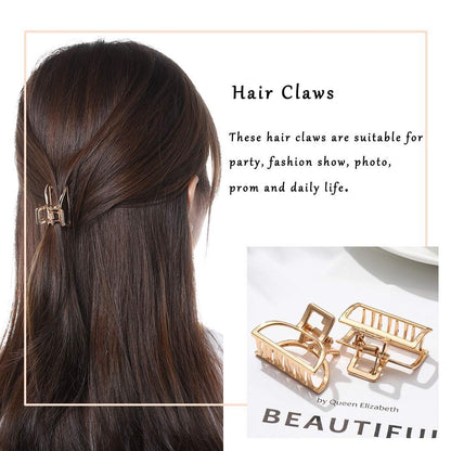 Brinie Gold Hair Claw Clips - Mini Non-Slip Acrylic Hair Clips for Women and Girls (2 Pack)
