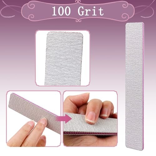 Professional Reusable Nail Files 12-Pack - 100/180 Grit Double-Sided Washable Nail File for Poly Gel, Acrylic Nails - Home Salon Manicure Tools by HeeYaa - görsel 4