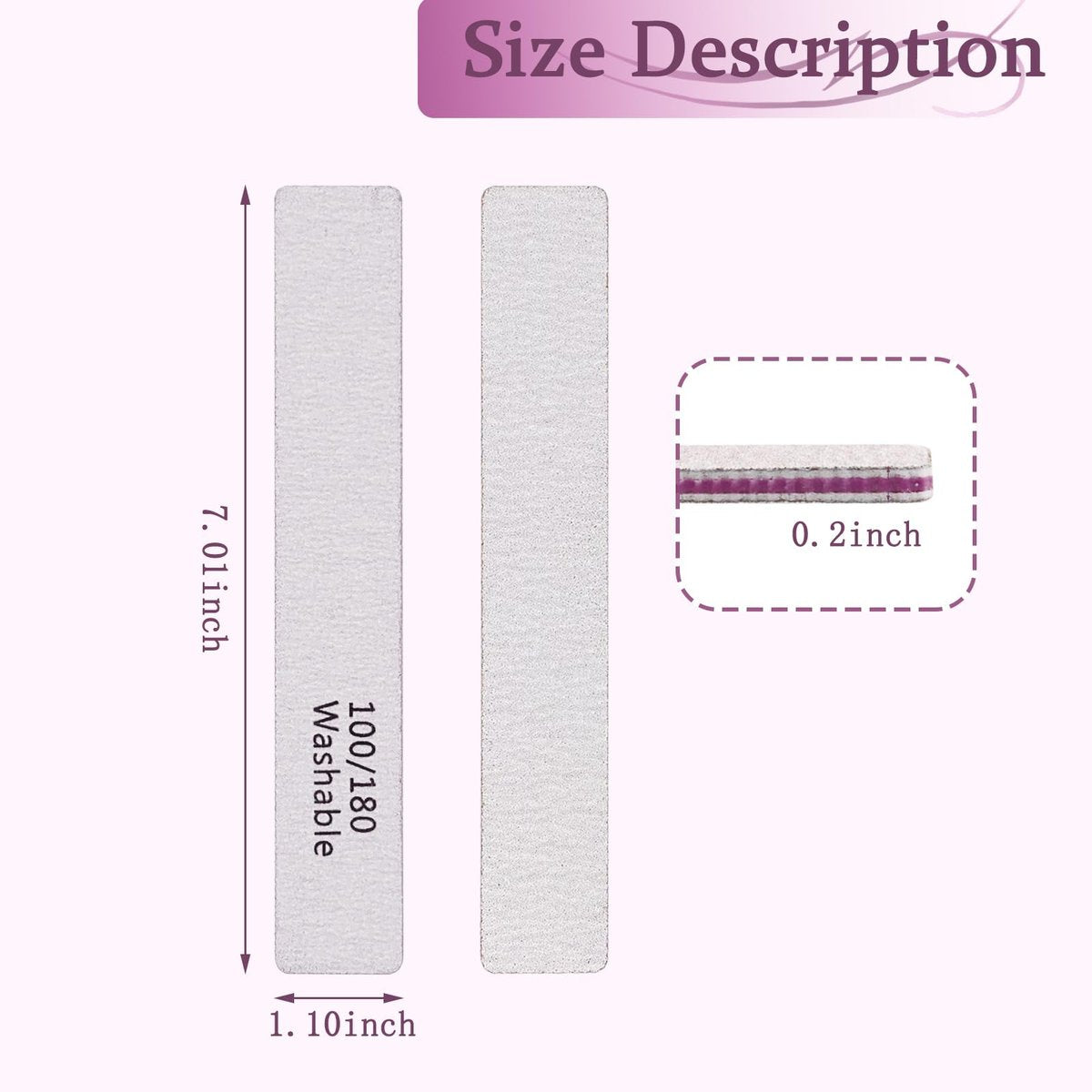 Professional Reusable Nail Files 12-Pack - 100/180 Grit Double-Sided Washable Nail File for Poly Gel, Acrylic Nails - Home Salon Manicure Tools by HeeYaa - görsel 17