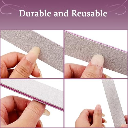 Professional Reusable Nail Files 12-Pack - 100/180 Grit Double-Sided Washable Nail File for Poly Gel, Acrylic Nails - Home Salon Manicure Tools by HeeYaa - görsel 8