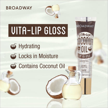 Ruby Kisses Broadway Vita-Lip Clear Lip Gloss 8-Pack - Ultra-Hydrating, High-Shine Non-Sticky Finish with Vitamins - Mint, Rosehip, Coconut, Mango, Argan, Honey, Shea