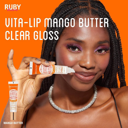Ruby Kisses Broadway Vita-Lip Clear Lip Gloss 8-Pack - Ultra-Hydrating, High-Shine Non-Sticky Finish with Vitamins - Mint, Rosehip, Coconut, Mango, Argan, Honey, Shea