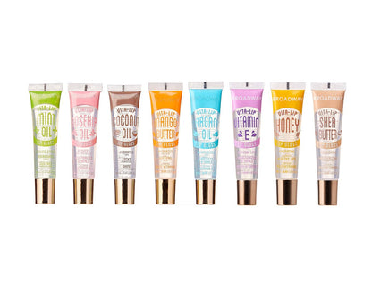 Ruby Kisses Broadway Vita-Lip Clear Lip Gloss 8-Pack - Ultra-Hydrating, High-Shine Non-Sticky Finish with Vitamins - Mint, Rosehip, Coconut, Mango, Argan, Honey, Shea