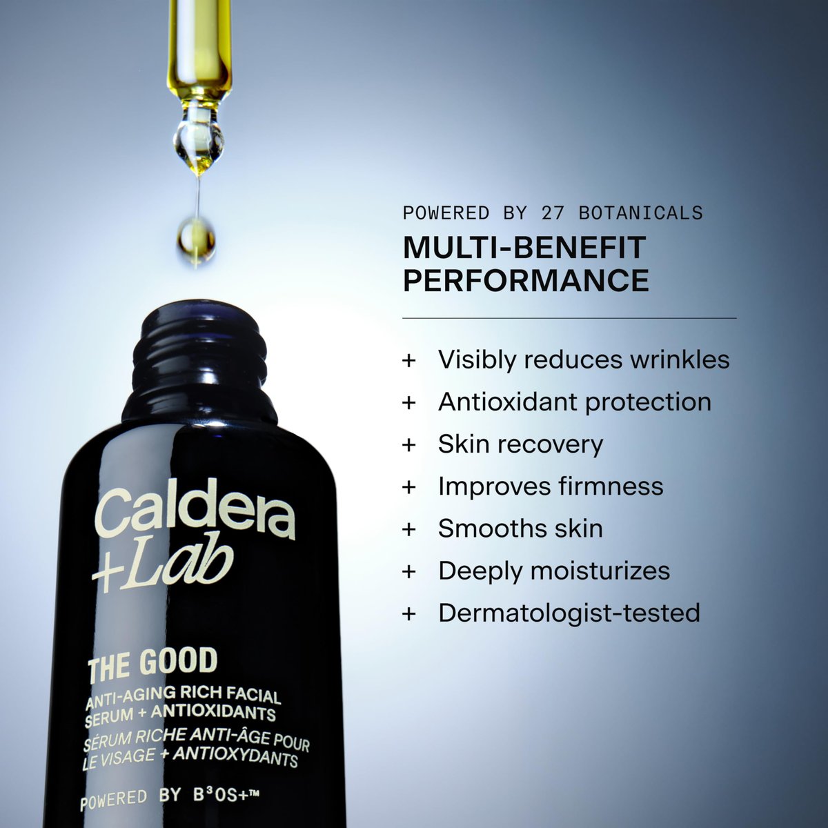 Caldera + Lab The Good | Men's Organic Moisturizing Face Serum for Dry, Sensitive, & Normal Skin – Vegan, Natural & Antioxidant Packed Skincare Facial Oil Avelisse
