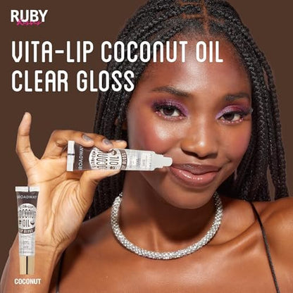 Ruby Kisses Broadway Vita-Lip Clear Lip Gloss 3-Pack: Mango Butter, Rosehip, Coconut Oil - Ultra-Hydrating, Non-Sticky, High-Shine Lip Balm