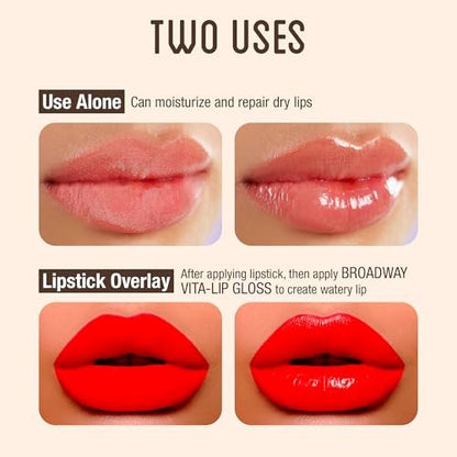 Ruby Kisses Broadway Vita-Lip Clear Lip Gloss 3-Pack: Mango Butter, Rosehip, Coconut Oil - Ultra-Hydrating, Non-Sticky, High-Shine Lip Balm