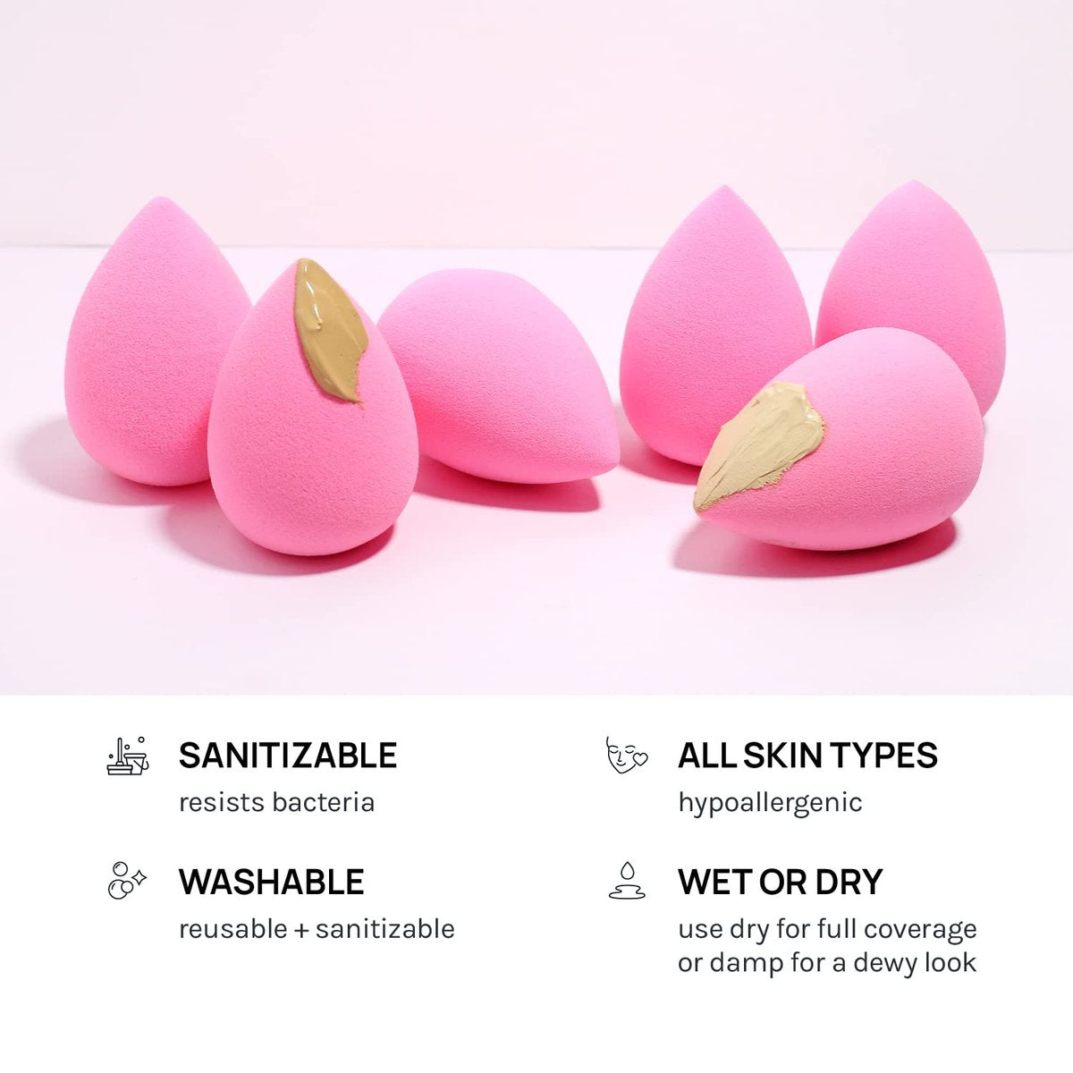 AOA Studio Collection Latex-Free Makeup Sponge Set – 6-Pack High-Definition Wonder Blenders for Cream, Powder & Liquid Foundation - görsel 10