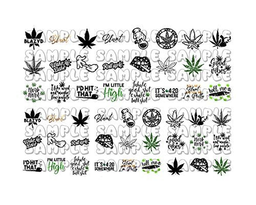 Marijuana Pot Weed #3 Nail Art Decals - White Acrylic Stickers by Southern Country Nails - görsel 1