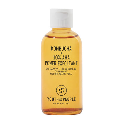 Youth To The People Kombucha + 10% AHA Power Exfoliant - Overnight Resurfacing Peel with Lactic & Glycolic Acid, 4 fl oz Avelisse