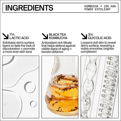 Youth To The People Kombucha + 10% AHA Power Exfoliant - Overnight Resurfacing Peel with Lactic & Glycolic Acid, 4 fl oz Avelisse