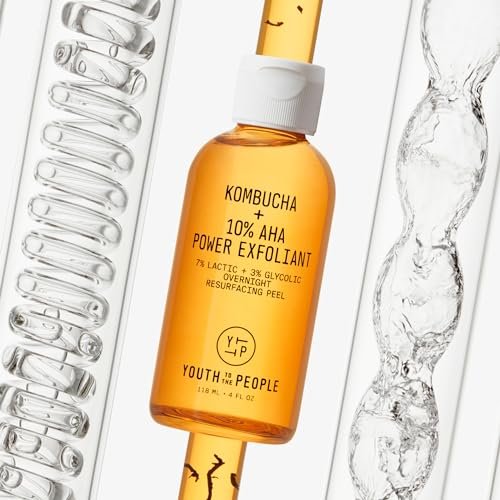 Youth To The People Kombucha + 10% AHA Power Exfoliant - Overnight Resurfacing Peel with Lactic & Glycolic Acid, 4 fl oz Avelisse